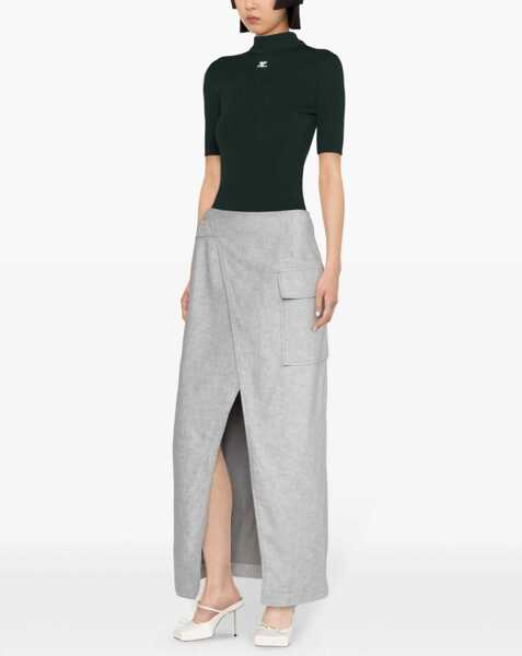 Pulovere COURRGES Ribbed Turtleneck Sweater With Monogram Green Femei (BM 19248701) 3