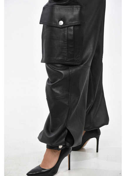 Pantaloni casual DSQUARED2 Leather Baggy Fit Cargo Pants Black Femei (BM 19248704) 2