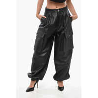 Pantaloni casual Leather Baggy Fit Cargo Pants Femei