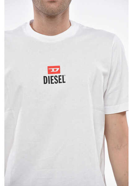 Tricouri Diesel Crew Neck Cotton T-Shirt With Printed Logo White Barbati (BM 19248707) 3