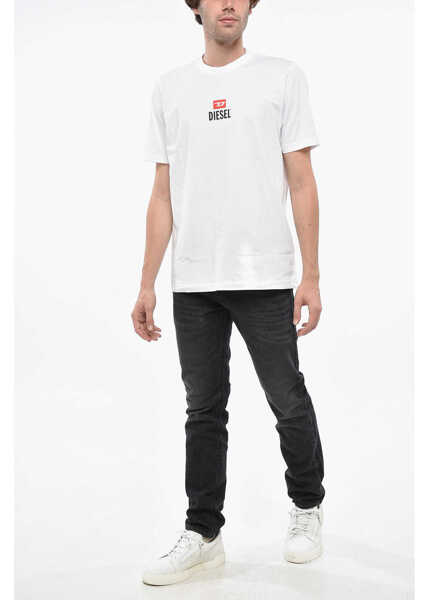 Tricouri Diesel Crew Neck Cotton T-Shirt With Printed Logo White Barbati (BM 19248707) 4