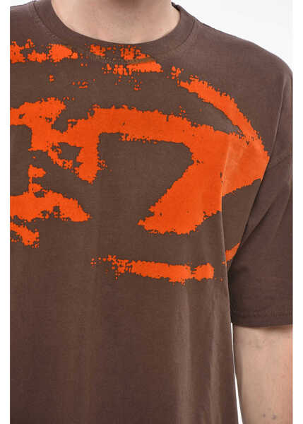 Tricouri Diesel Red Tag Crew Neck T-Shirt With Flocked Print Brown Barbati (BM 19248710) 3