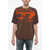 Diesel Red Tag Crew Neck T-Shirt With Flocked Print Brown