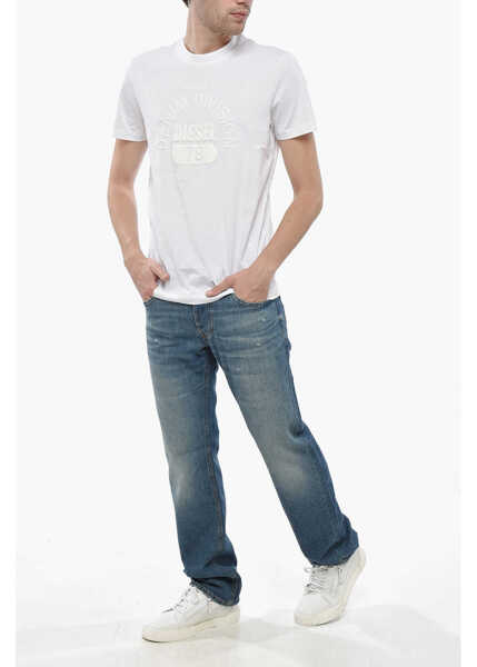 Tricouri Diesel Cotton Diegor T-Shirt With Embossed Print White Barbati (BM 19248713) 4