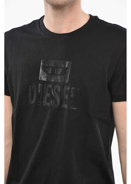 Tricouri Diesel Crew Neck T-Shirt With Ton Sur Ton Logo Black Barbati (BM 19248719) 3