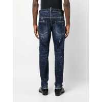 Blugi slim fit pentru Barbati - Blugi slim fit DSQUARED2 Bleached Effect Skater Jeans With All-Over Rhinestones 17Cm Blue Barbati (BM 19248731) - B-mall.ro