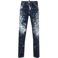 Blugi slim fit Bleached Effect Skater Jeans With All-Over Rhinestones 17Cm Barbati