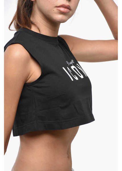 Bluze DSQUARED2 Icon Open Back Cropped Tank Top Black Femei (BM 19248734) 2