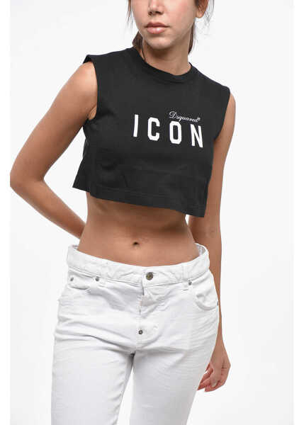 Bluze DSQUARED2 Icon Open Back Cropped Tank Top Black Femei (BM 19248734) 1