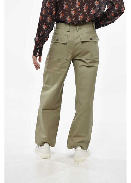 Pantaloni casual MAISON KITSUN Pure Cotton Straight-Leg Workwear Pants Green Barbati (BM 19248746) 2