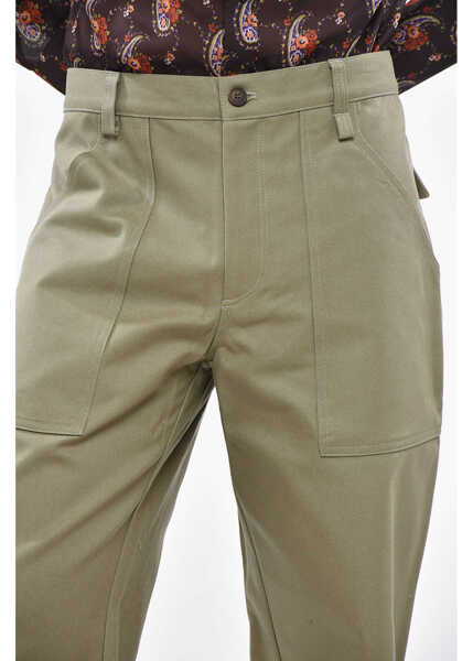 Pantaloni casual MAISON KITSUN Pure Cotton Straight-Leg Workwear Pants Green Barbati (BM 19248746) 3