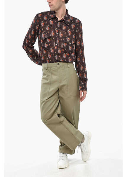 Pantaloni casual MAISON KITSUN Pure Cotton Straight-Leg Workwear Pants Green Barbati (BM 19248746) 4