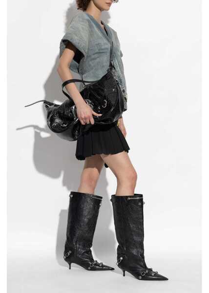 Fuste scurte Balenciaga Pleated Miniskirt With Chain Detail Black Femei (BM 19248749) 2