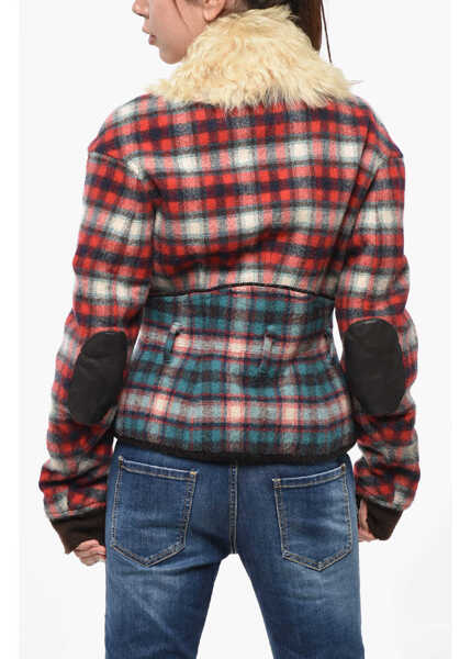 Jachete DSQUARED2 Checked Flannel Jacket With Real Fur Collar Multicolor Femei (BM 19248752) 3