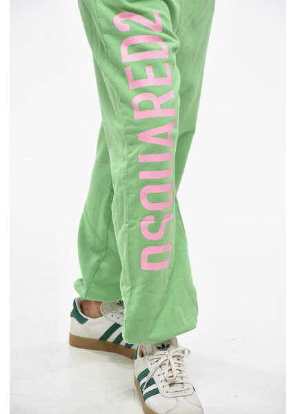 Pantaloni de trening DSQUARED2 Fleeced-Cotton V-Icon L.a. Joggers With Side Logo Green Femei (BM 19248857) 2