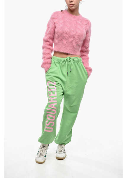 Pantaloni de trening DSQUARED2 Fleeced-Cotton V-Icon L.a. Joggers With Side Logo Green Femei (BM 19248857) 4