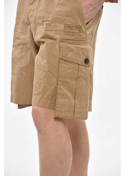 Pantaloni scurti DSQUARED2 Solid Color Boxer Cargo Shorts With Belt Loops Beige Barbati (BM 19248860) 3