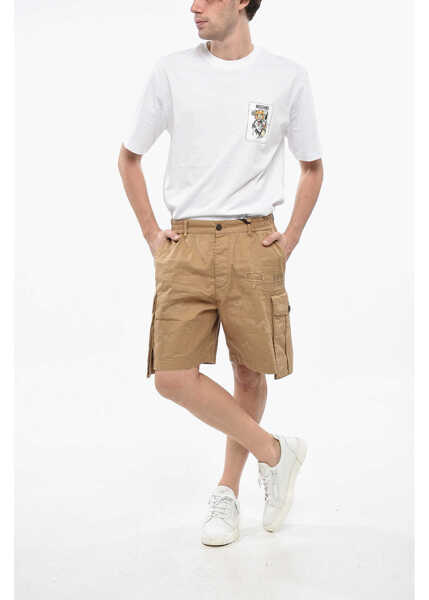 Pantaloni scurti DSQUARED2 Solid Color Boxer Cargo Shorts With Belt Loops Beige Barbati (BM 19248860) 4