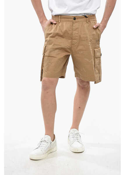 Pantaloni scurti DSQUARED2 Solid Color Boxer Cargo Shorts With Belt Loops Beige Barbati (BM 19248860) 1