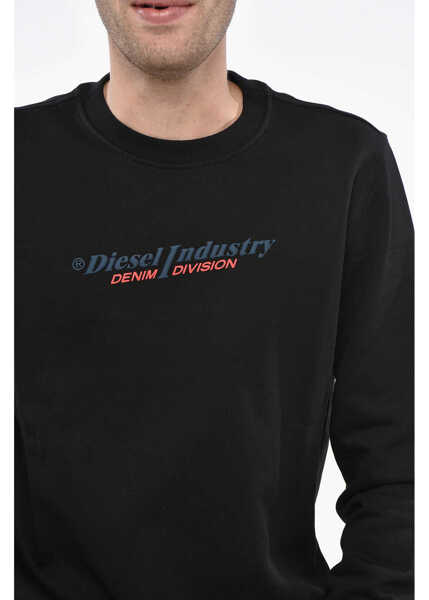 Bluze de trening Diesel Brushed Cotton Industry Crew Neck Sweatshirt With Embossed P Black Barbati (BM 19248863) 3