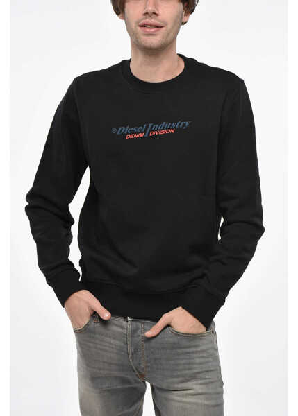 Bluze de trening Diesel Brushed Cotton Industry Crew Neck Sweatshirt With Embossed P Black Barbati (BM 19248863) 1