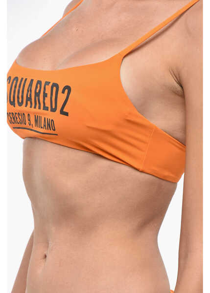 Sutiene DSQUARED2 Bandeau Bikini Top With Frontal Maxi Logo Orange Femei (BM 19248872) 2