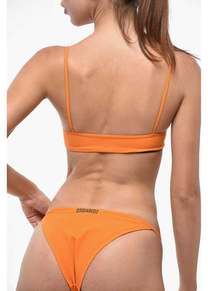 Sutiene DSQUARED2 Bandeau Bikini Top With Frontal Maxi Logo Orange Femei (BM 19248872) 3
