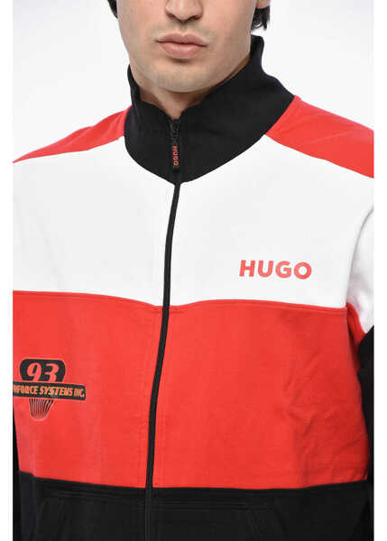 Bluze de trening Hugo Boss Stretch Cotton Color Block Sweatshirt With Zip Closure Red Barbati (BM 19248878) 3