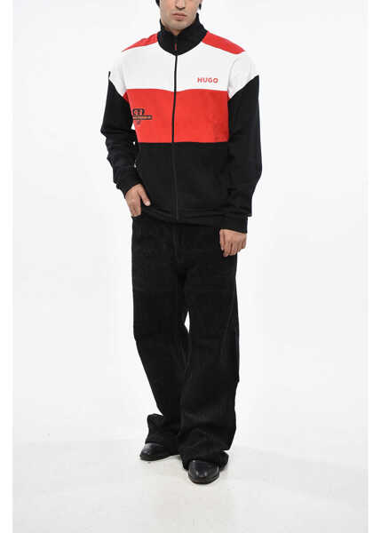 Bluze de trening Hugo Boss Stretch Cotton Color Block Sweatshirt With Zip Closure Red Barbati (BM 19248878) 4