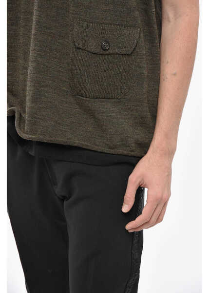 Pulovere casual DSQUARED2 Virgin Wool Crew-Neck Vest With Pocket Green Barbati (BM 19248881) 3