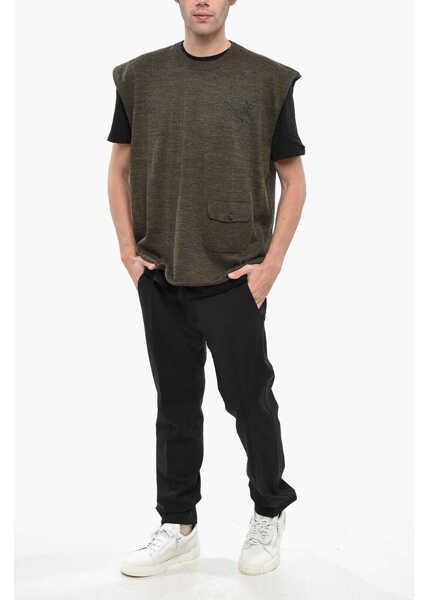 Pulovere casual DSQUARED2 Virgin Wool Crew-Neck Vest With Pocket Green Barbati (BM 19248881) 4