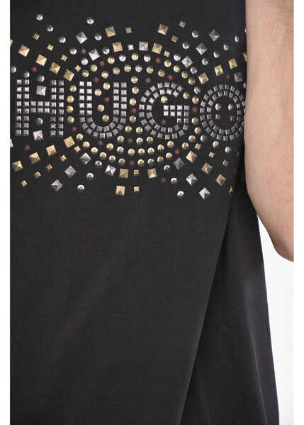 Tricouri Hugo Boss Printed Crew-Neck T-Shirt Black Barbati (BM 19248887) 3