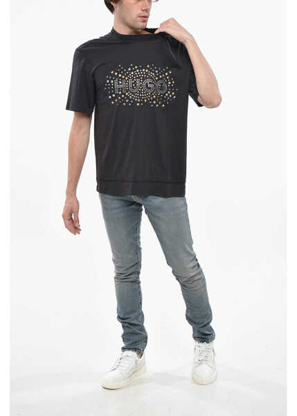 Tricouri Hugo Boss Printed Crew-Neck T-Shirt Black Barbati (BM 19248887) 4