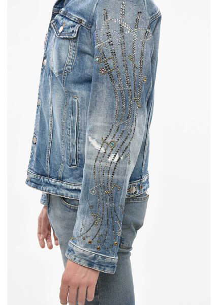 Geci de blugi DSQUARED2 Denim Western Jacket With Jewels Blue Barbati (BM 19248896) 3