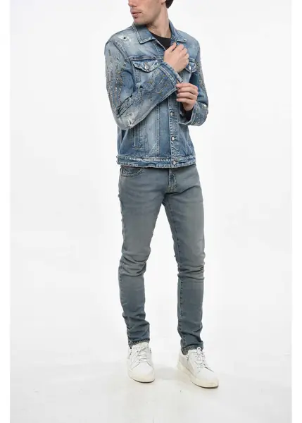 Geci de blugi DSQUARED2 Denim Western Jacket With Jewels Blue Barbati (BM 19248896) 4