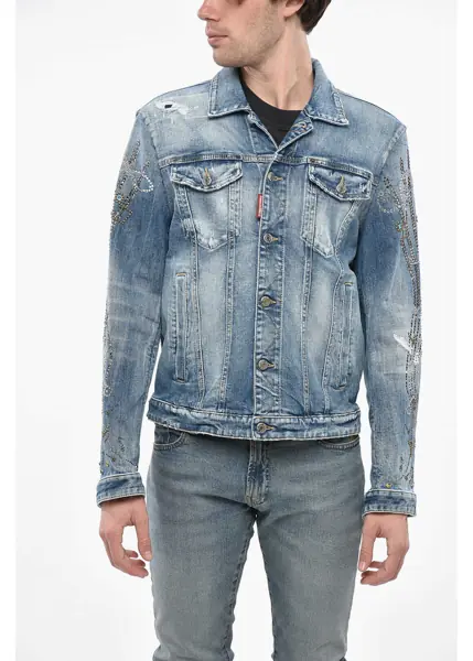 Geci de blugi DSQUARED2 Denim Western Jacket With Jewels Blue Barbati (BM 19248896) 1