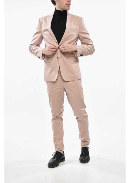 Costume DSQUARED2 Cotton Paris Side Vents 2-Button Suit Pink Barbati (BM 19248899) 1