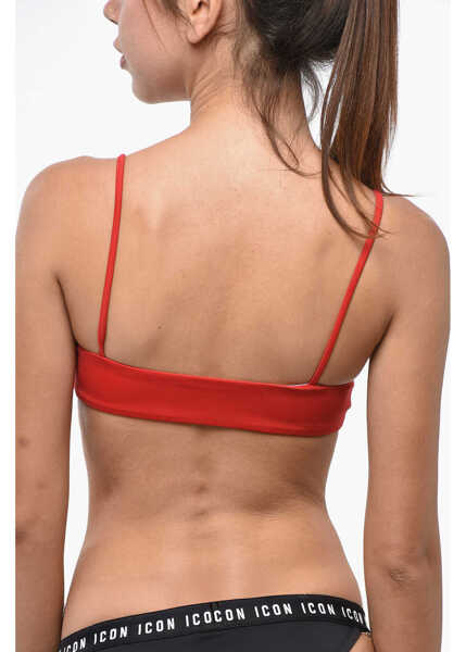 Sutiene DSQUARED2 Bandeau Bikini Top With Frontal Maxi Logo Red Femei (BM 19248908) 3
