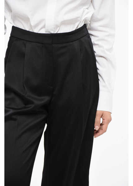 Pantaloni office Givenchy Wool Palazzo Pants With 2 Pleats Black Femei (BM 19248923) 3