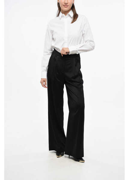 Pantaloni office Givenchy Wool Palazzo Pants With 2 Pleats Black Femei (BM 19248923) 4