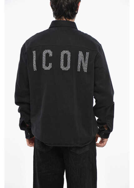 Jachete DSQUARED2 Denim Overshirt With Snap Buttons Black Barbati (BM 19248950) 2