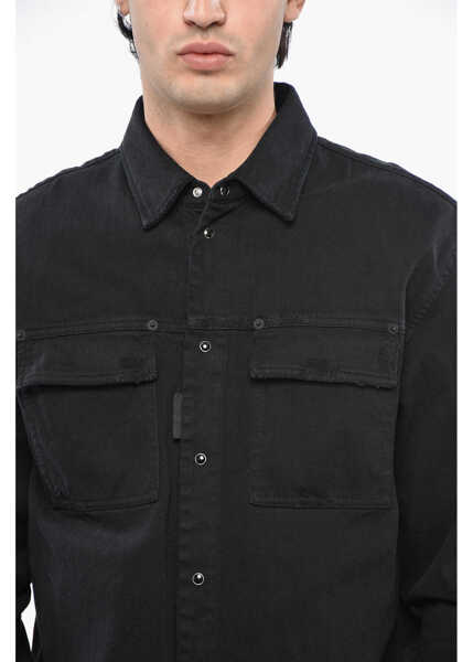 Jachete DSQUARED2 Denim Overshirt With Snap Buttons Black Barbati (BM 19248950) 3