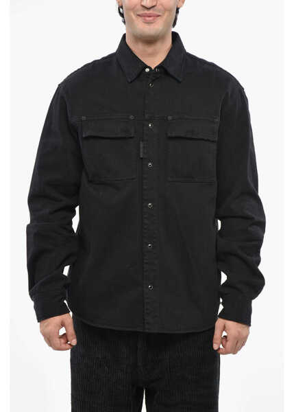 Jachete DSQUARED2 Denim Overshirt With Snap Buttons Black Barbati (BM 19248950) 1