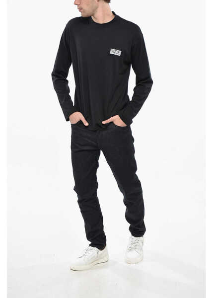 Tricouri Salvatore Ferragamo Long Sleeved Cotton And Silk Crew-Neck T-Shirt Black Barbati (BM 19248953) 4