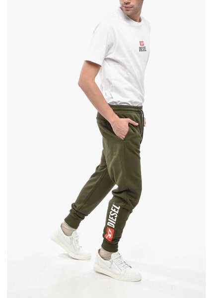 Pantaloni de trening Diesel Brushed Cotton Tary Sweatpants With Cuffs Military Green Barbati (BM 19248956) 4