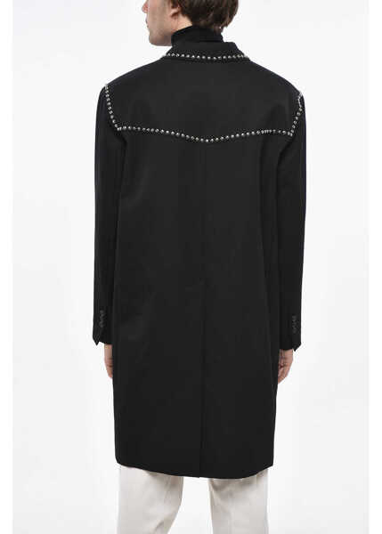 Paltoane DSQUARED2 Relaxed Fit Rock And Roll Coat With Studs Black Barbati (BM 19248959) 2