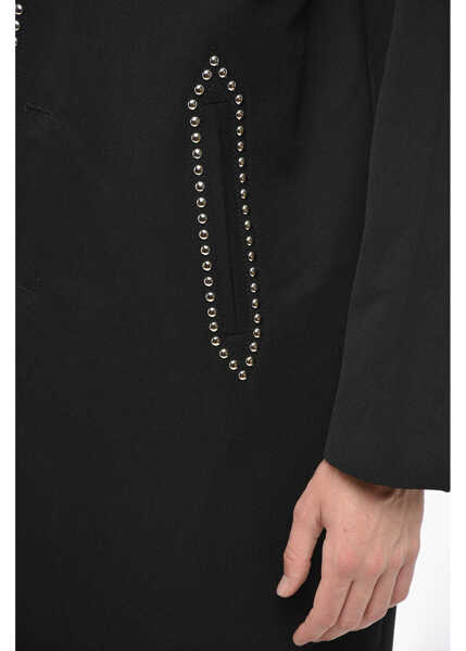 Paltoane DSQUARED2 Relaxed Fit Rock And Roll Coat With Studs Black Barbati (BM 19248959) 3