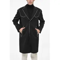 Paltoane Relaxed Fit Rock And Roll Coat With Studs Barbati