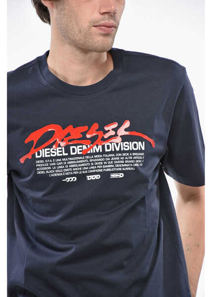 Tricouri Diesel Crew Neck Cotton T-Shirt With Embossed Logo Blue Barbati (BM 19248968) 3