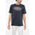 Diesel Crew Neck Cotton T-Shirt With Embossed Logo Blue